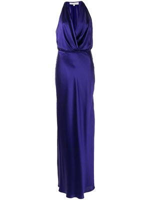 Michelle Mason robe longue à dos nu - Bleu