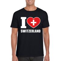 Zwart I love Zwitserland fan shirt heren