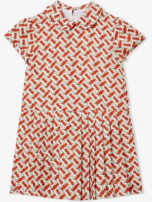 Burberry Kids robe en soie à motif monogrammé - Rouge