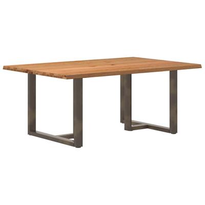 Eettafel met natuurlijke rand 180x120x74 cm massief eikenhout