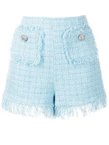 Blumarine short en tweed à bords frangés - Bleu