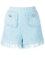 Blumarine short en tweed à bords frangés - Bleu