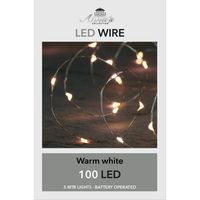 Draadverlichting lichtsnoer met 100 lampjes warm wit op batterij 500 cm   -