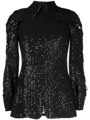 Saiid Kobeisy veste ornée de sequins à effet usé - Noir
