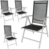 tectake - 4x aluminium tuinstoel / tuin stoel zilver - zwart 401632 - thumbnail