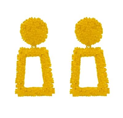 Metalen oorbellen eenvoudige geometrische reliëf bloemen oorbellen Retro Fashion persoonlijkheid Earrings(yellow)