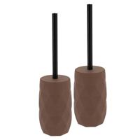 WC/toiletborstel in houder Diamond - 2x - bruin - kunststof - 8 x 34 cm WC/toiletborstel in houder Diamond - 2x - bruin - kunststof - 8 x 34 cm