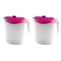 Hega Waterkan - 4x - roze deksel - kunststof - 2,5 L - 26 cm - sapkan - schenkkan/limonade