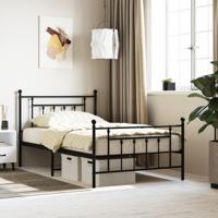 Bedframe met hoofd- en voeteneinde metaal zwart 107x203 cm