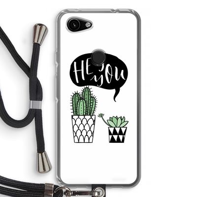 Hey you cactus: Pixel 3a Transparant Hoesje met koord