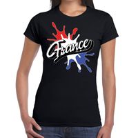 France/Frankrijk t-shirt spetter zwart voor dames