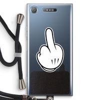 Middle finger black: Sony Xperia XZ1 Transparant Hoesje met koord