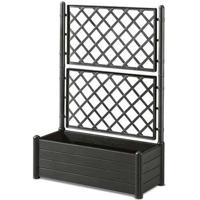 STEFANPLAST Rechthoekige bloembak met latwerk - Houtafwerking - 100 x 43 x H 142 cm - 80 L - grafiet