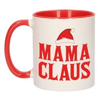 Mama Claus cadeau mok/beker moeder rood Kerstmis 300 ml - Bekers - thumbnail