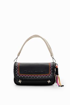 Middelgrote schoudertas met borduursels - BLACK - U