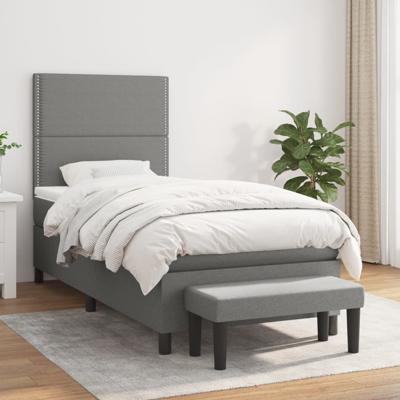 Boxspring met matras stof donkergrijs 100x200 cm