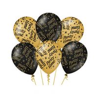 6x stuks leeftijd verjaardag feest ballonnen Party Time thema geworden zwart/goud 30 cm