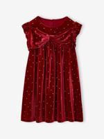 Kerstjurk voor meisjes met gladde fluwelen strik rood