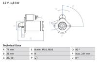 Startmotor / Starter BOSCH, Spanning (Volt)12V, u.a. für BMW