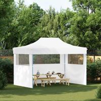 VidaXL Partytent met 3 zijwanden inklapbaar 280x410x315 cm staal wit