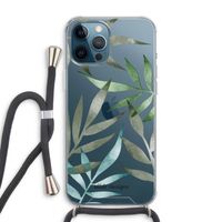Tropical watercolor leaves: iPhone 12 Pro Max Transparant Hoesje met koord