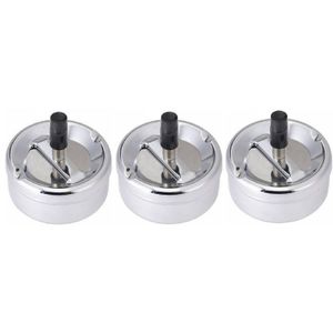 3x Metalen asbak/draaiasbak 9 cm