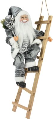 Kerstman op trap staand zilver - Nampook