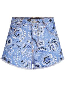 ETRO short en jean à imprimé bandana - Bleu