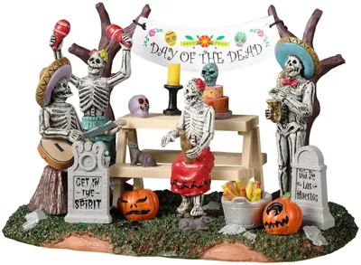 Lemax day of the dead party tafereel Spooky Town 2022