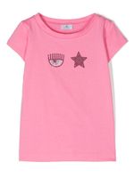 Chiara Ferragni Kids t-shirt en coton à ornements - Rose