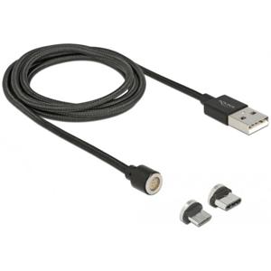 Delock USB-kabel USB 2.0 USB-A stekker, USB-C stekker, USB-micro-B stekker 1.1 m Zwart 85723