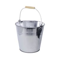 Zinken emmer/plantenpot zilver met houten handvat 8 liter   -