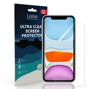 Lunso - Duo Pack (2 stuks) Beschermfolie - Full Cover Screen Protector - iPhone 11