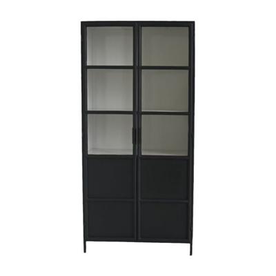 Vitrinekast Bronx - 90x40x190 - zwart/grijs - Metaal