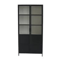 Vitrinekast Bronx - 90x40x190 - zwart/grijs - Metaal