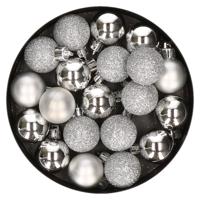 Cosy & Trendy Kerstballen - 60x kunststof - zilver - 3 cm - mat glans glitter