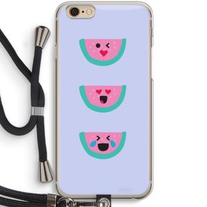 Smiley watermeloen: iPhone 6 / 6S Transparant Hoesje met koord