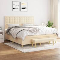 Boxspring met matras stof crèmekleurig 180x200 cm