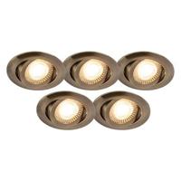 QAZQA Set van 5 moderne inbouwspots brons incl. LED 3-staps dimbaar -