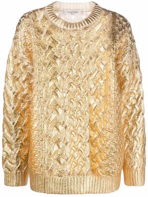 Valentino Garavani pull en maille torsadée métallisée