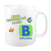 Zwemdiploma B mok met naam (wit)