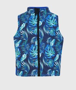 Softshell And Polar Fleece Vest Blue Leaves