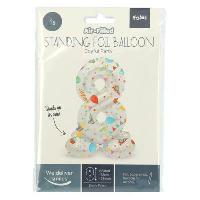 Folat BV Staande folieballon joyful party cijfer 8 -72cm