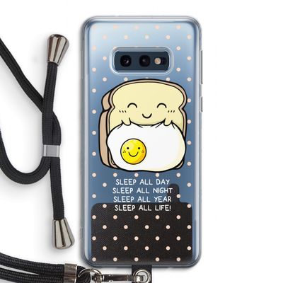 Sleep All Day: Samsung Galaxy S10e Transparant Hoesje met koord