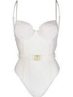 Noire Swimwear maillot de bain ceinturé à encolure cœur - Tons neutres - thumbnail