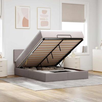 Bed met matras 140x200 cm stof taupe