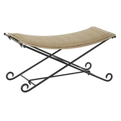Kruk DKD Home Decor Zwart Metaal Lichtbruin Rotan (94 x 49 x 44 cm)
