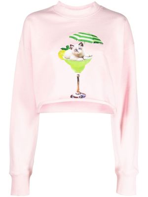 MSGM sweat crop à imprimé graphique - Rose