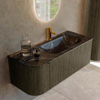 Badmeubel Mondiaz Kurve-Dlux | 115 cm cm | Meubelkleur Shadow | Wastafelkleur Lava | Solid surface | Wasbak rechter zijde spoelbak | 1 kraangat