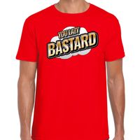 You Lazy Bastard fun tekst t-shirt voor heren rood in 3D effect - thumbnail